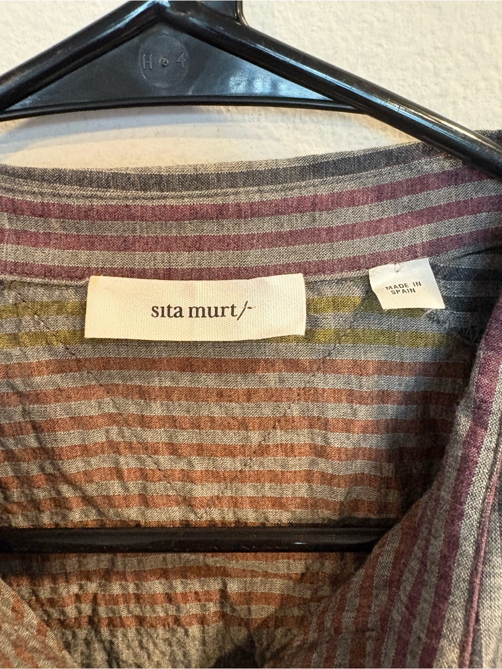 Sita Murt Striped Tunic Dress size 38 Multicolor Linen Blend Boho Button Down - Picture 2 of 9